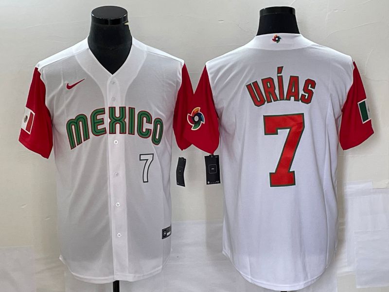 Men 2023 World Cub Mexico #7 Urias White orange Nike MLB Jersey9